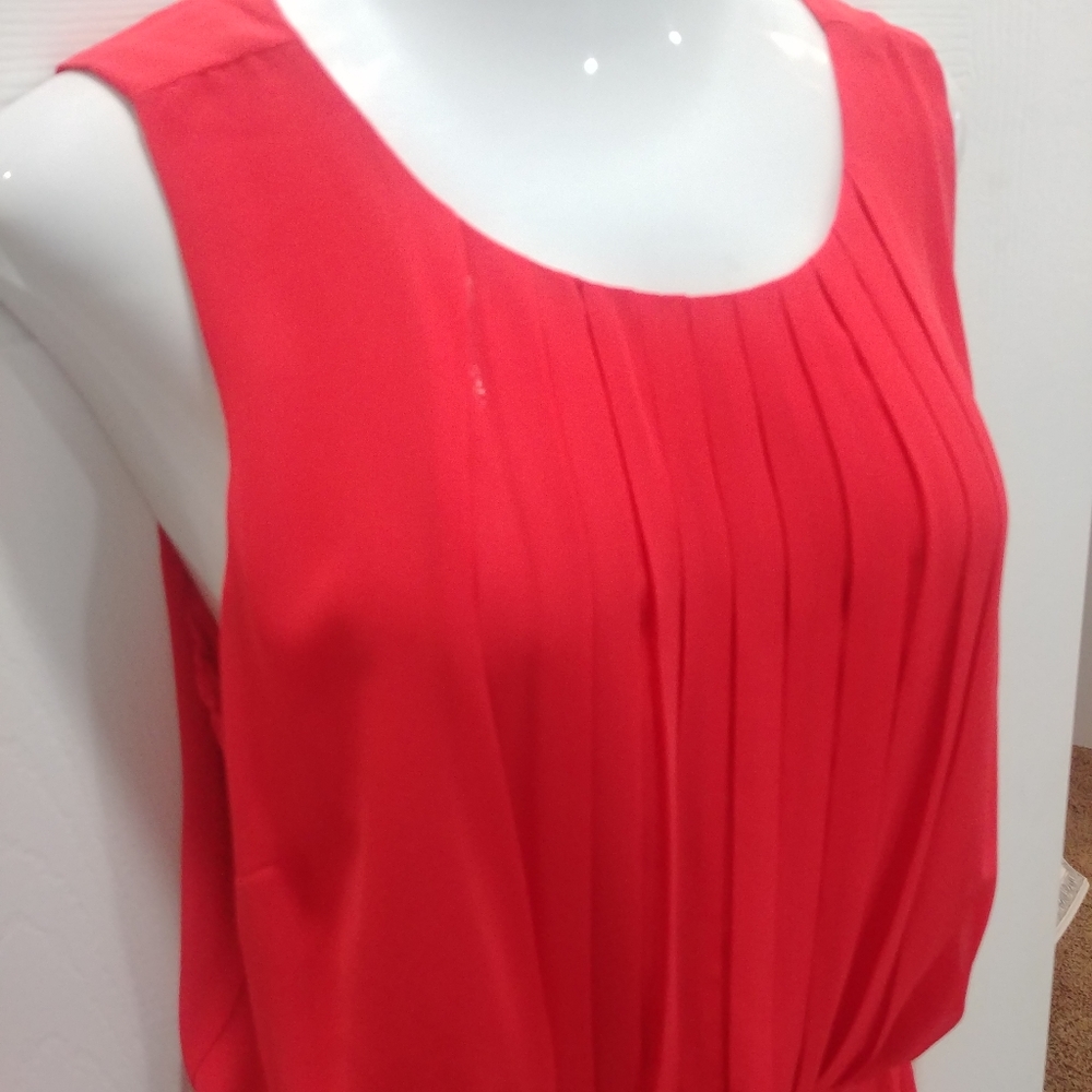 Bisou bright red tank blouse scoop neck with peplum size XL - Picture 3 of 7